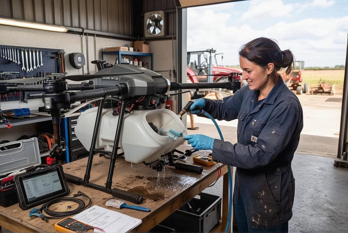 Mantenimiento de un dron agrícola: limpieza y calibración